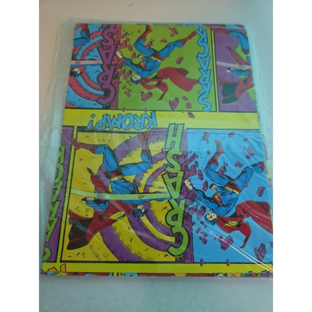 VTG 1994 Superman Gift Wrap Comic Book Paper American Greetings Sealed 3